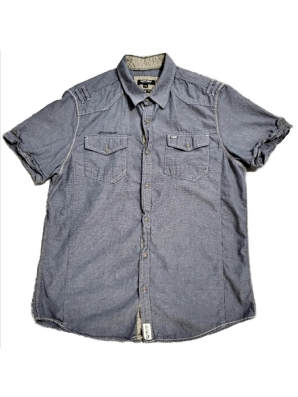 Point Zero Black Label Short Sleeve Military Utility Button Down Shirt Large
